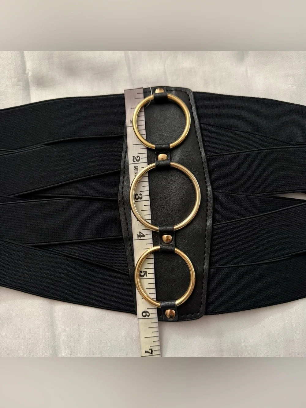 Black elastic waistband strappy corset belt